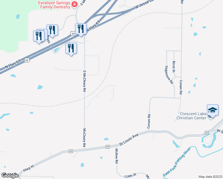 map of restaurants, bars, coffee shops, grocery stores, and more near 606 Patrick Drive in Excelsior Springs
