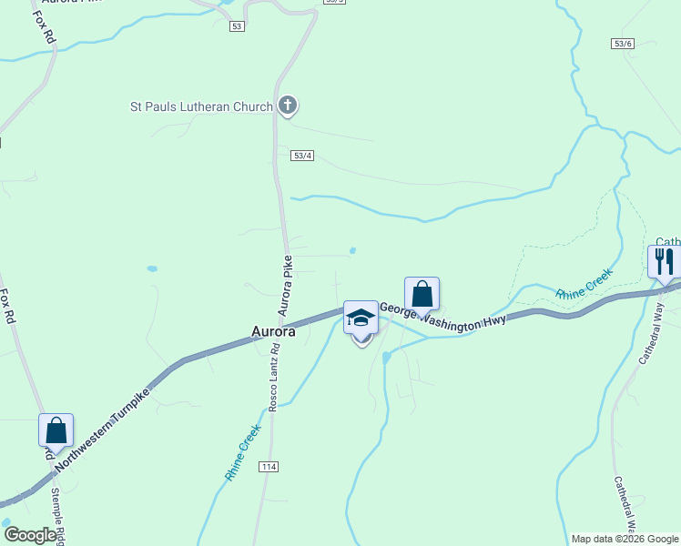map of restaurants, bars, coffee shops, grocery stores, and more near 152 Homestead Drive in Aurora