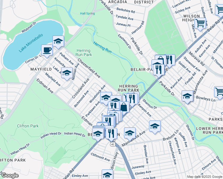 map of restaurants, bars, coffee shops, grocery stores, and more near 2735 Chesterfield Avenue in Baltimore
