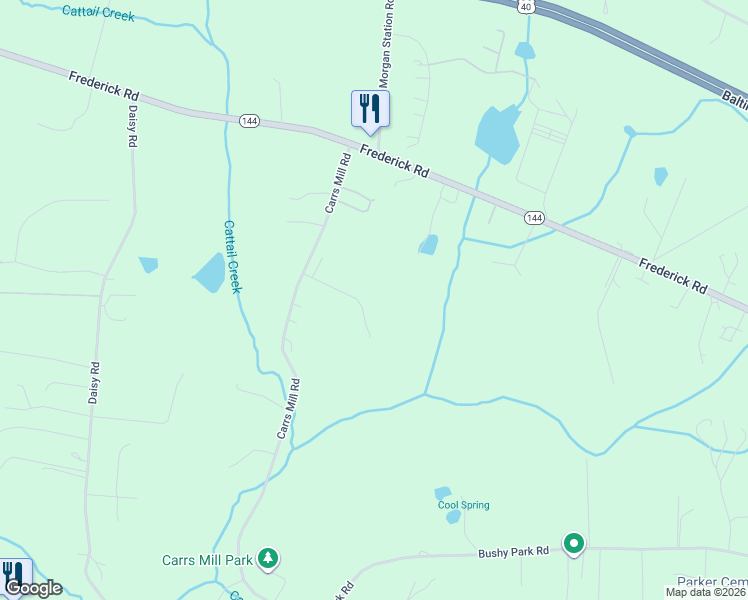 map of restaurants, bars, coffee shops, grocery stores, and more near 15429 Maple Ridge Road in Woodbine