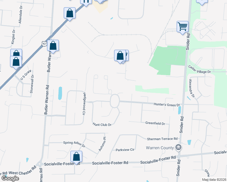 map of restaurants, bars, coffee shops, grocery stores, and more near 6510 Mallard Lake in Mason