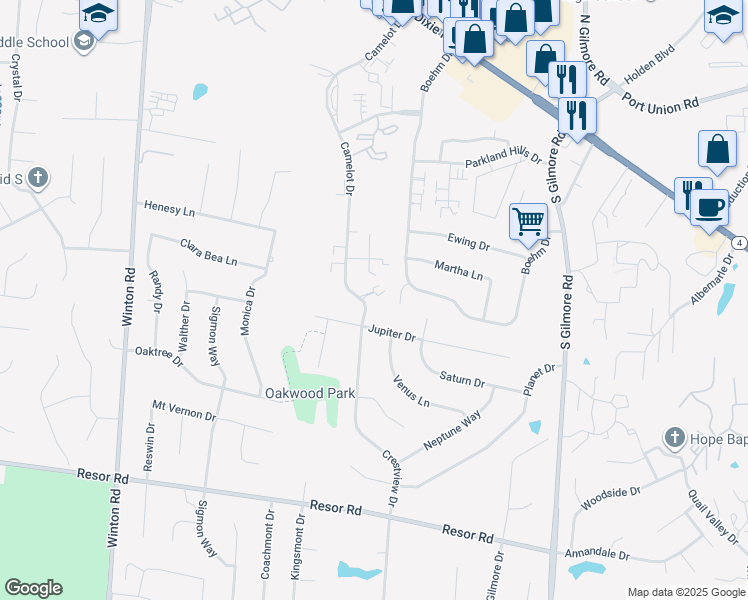 map of restaurants, bars, coffee shops, grocery stores, and more near 55 Boehm Court in Fairfield