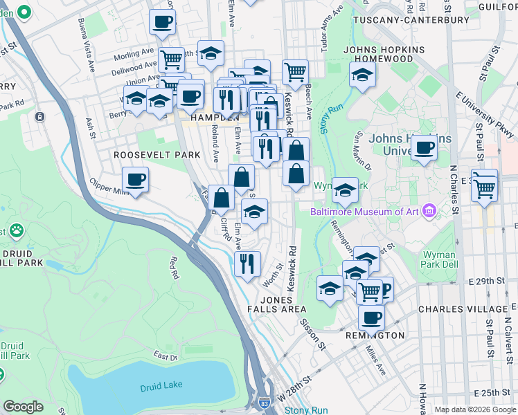 map of restaurants, bars, coffee shops, grocery stores, and more near 101 Independence Avenue Southeast in Washington