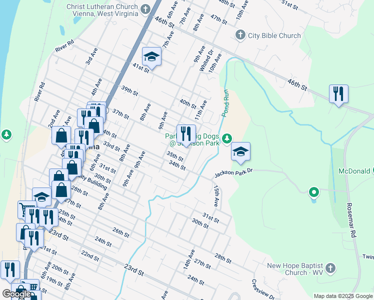 map of restaurants, bars, coffee shops, grocery stores, and more near 3603 11th Avenue in Vienna