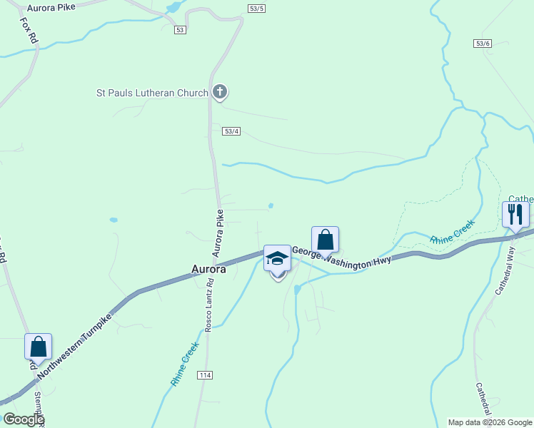 map of restaurants, bars, coffee shops, grocery stores, and more near 152 Homestead Drive in Aurora