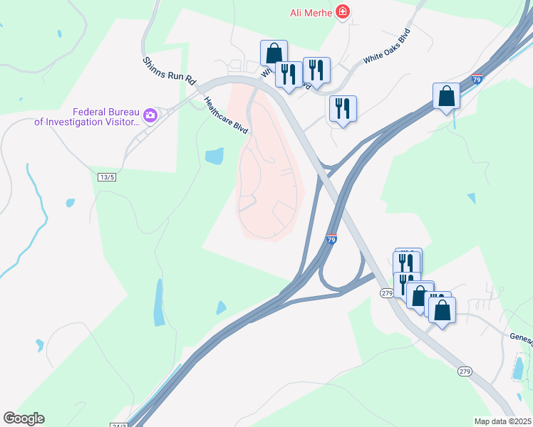 map of restaurants, bars, coffee shops, grocery stores, and more near 527 Medical Park Drive in Bridgeport