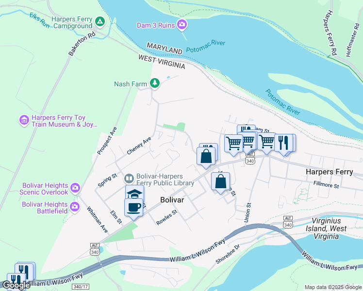 map of restaurants, bars, coffee shops, grocery stores, and more near 101 Independence Avenue Southeast in Washington