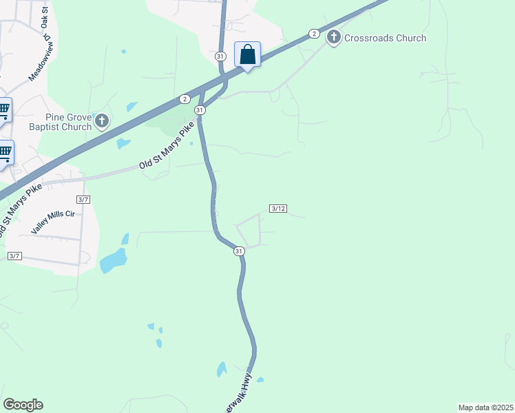 map of restaurants, bars, coffee shops, grocery stores, and more near 317 Crest Dr in Waverly