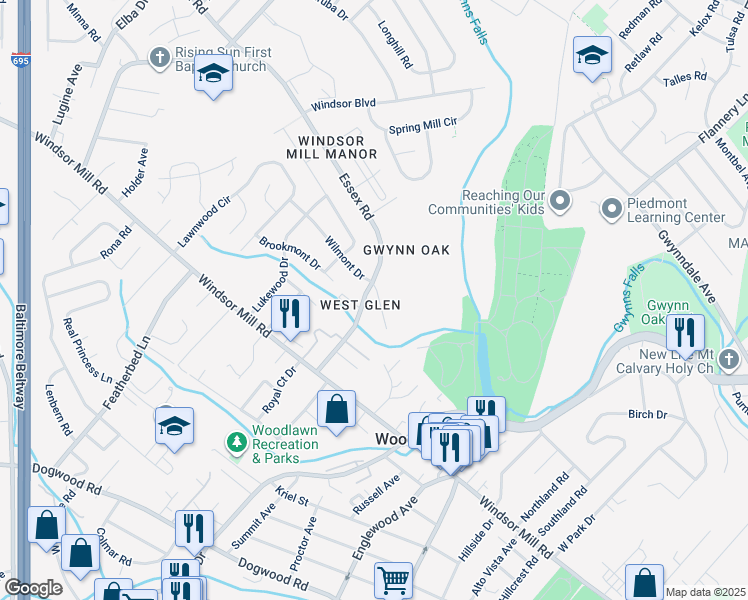 map of restaurants, bars, coffee shops, grocery stores, and more near 4 Mountbatten Court in Lochearn