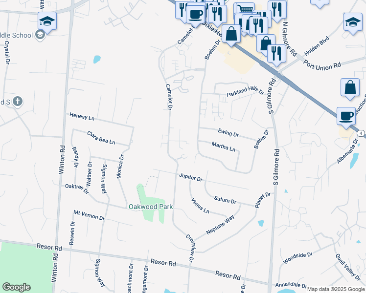 map of restaurants, bars, coffee shops, grocery stores, and more near 55 Boehm Court in Fairfield