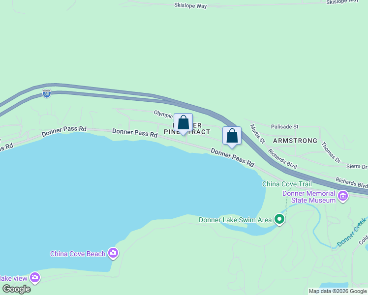 map of restaurants, bars, coffee shops, grocery stores, and more near 13406 Donner Pass Road in Truckee