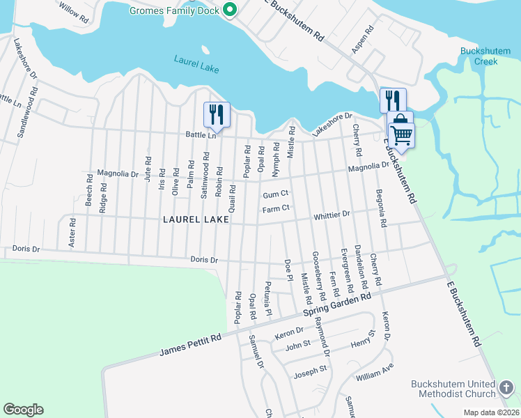 map of restaurants, bars, coffee shops, grocery stores, and more near 7100 Gum Court in Millville