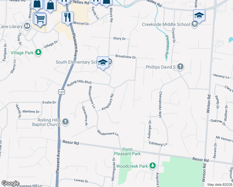 map of restaurants, bars, coffee shops, grocery stores, and more near in Butler County