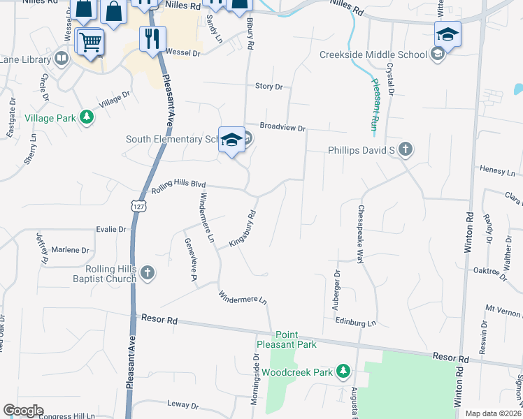 map of restaurants, bars, coffee shops, grocery stores, and more near in Butler County