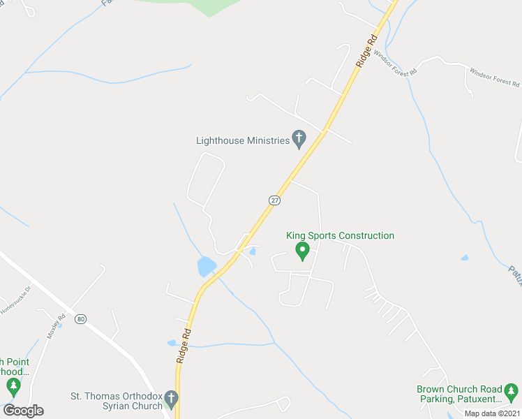 map of restaurants, bars, coffee shops, grocery stores, and more near 28724 Ridge Road in Mount Airy