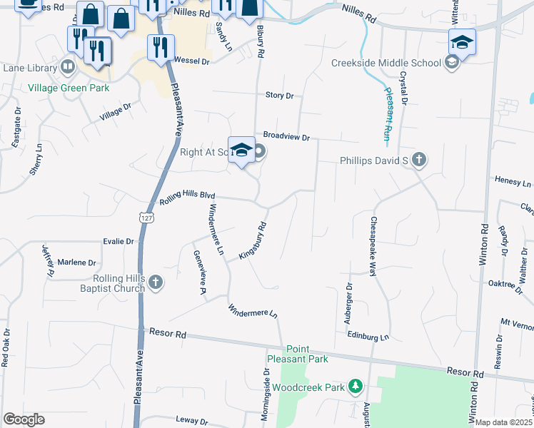 map of restaurants, bars, coffee shops, grocery stores, and more near in Butler County