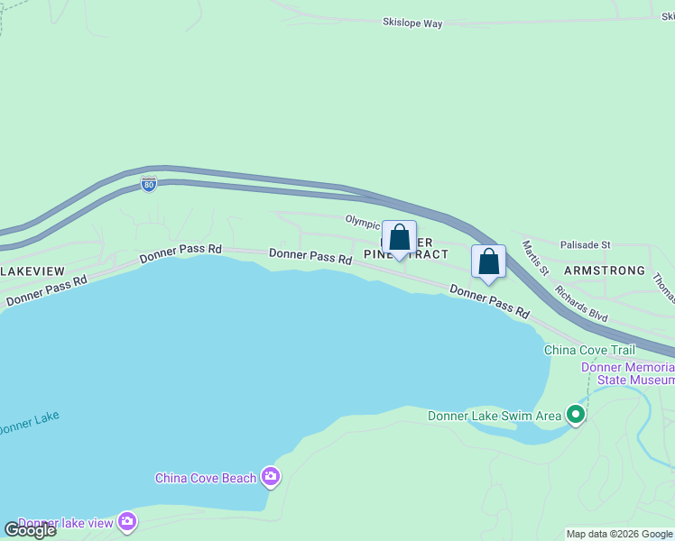 map of restaurants, bars, coffee shops, grocery stores, and more near 13569 Donner Pass Road in Truckee
