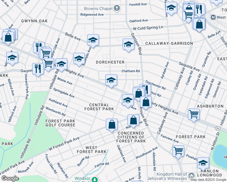 map of restaurants, bars, coffee shops, grocery stores, and more near 4011 Liberty Heights Avenue in Baltimore