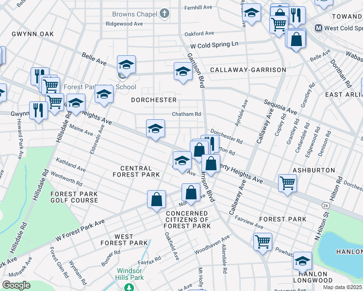 map of restaurants, bars, coffee shops, grocery stores, and more near 3914 Liberty Heights Avenue in Baltimore