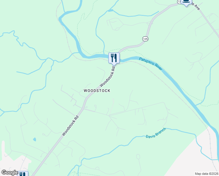 map of restaurants, bars, coffee shops, grocery stores, and more near 1475 Woodstock Road in Howard County