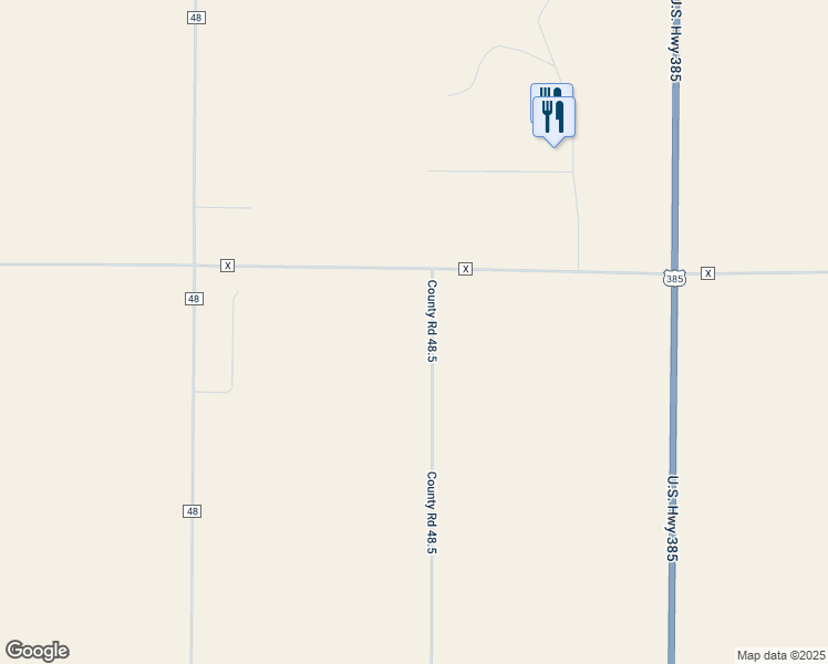 map of restaurants, bars, coffee shops, grocery stores, and more near 48490 County Road X in Burlington