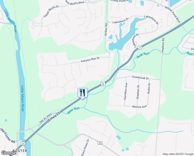 map of restaurants, bars, coffee shops, grocery stores, and more near 1173 French Ct in Maineville