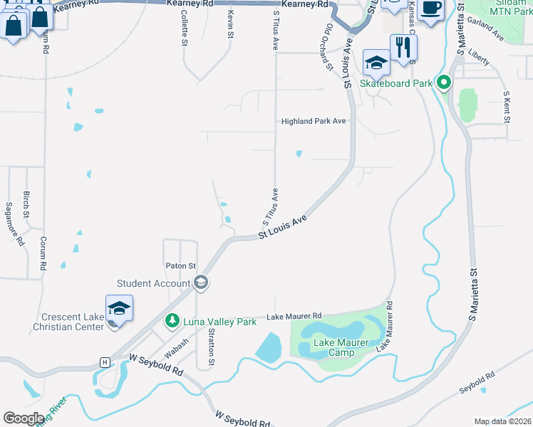 map of restaurants, bars, coffee shops, grocery stores, and more near 424 South Titus Avenue in Excelsior Springs