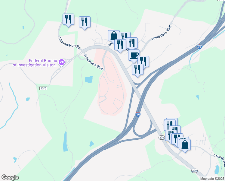 map of restaurants, bars, coffee shops, grocery stores, and more near 327 Medical Park Drive in Bridgeport