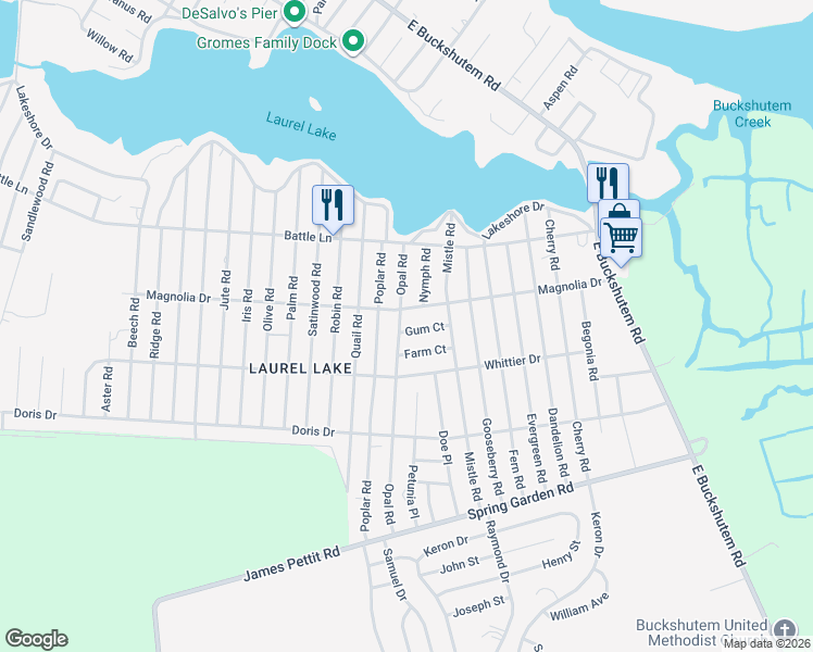 map of restaurants, bars, coffee shops, grocery stores, and more near 7100 Gum Court in Millville