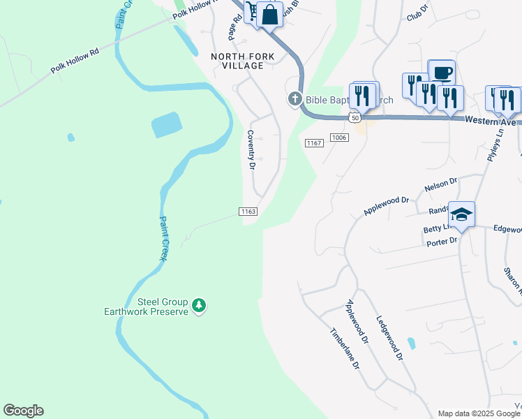 map of restaurants, bars, coffee shops, grocery stores, and more near 101 Page Road in Chillicothe