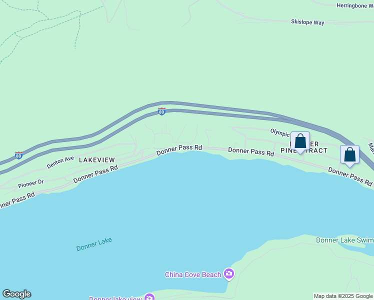 map of restaurants, bars, coffee shops, grocery stores, and more near 13955 Donner Pass Road in Truckee