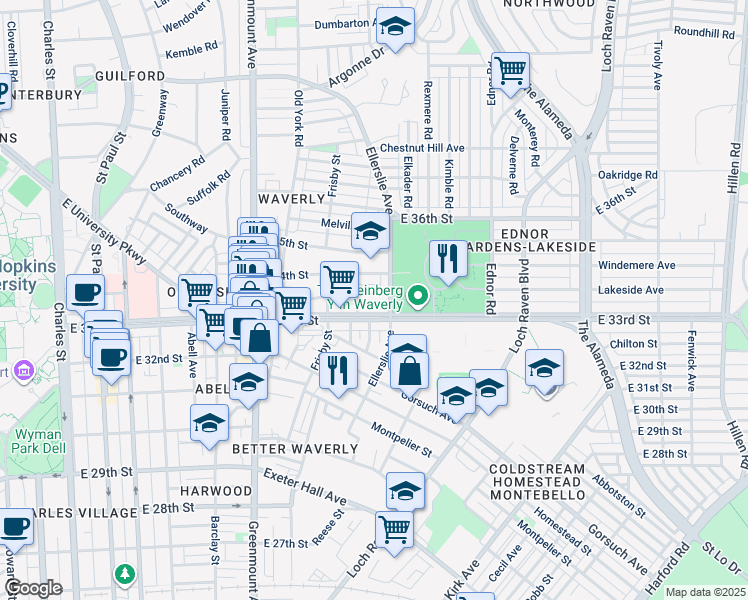 map of restaurants, bars, coffee shops, grocery stores, and more near 809 Venable Avenue in Baltimore