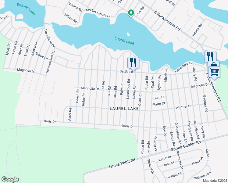 map of restaurants, bars, coffee shops, grocery stores, and more near 317 Olive Road in Millville