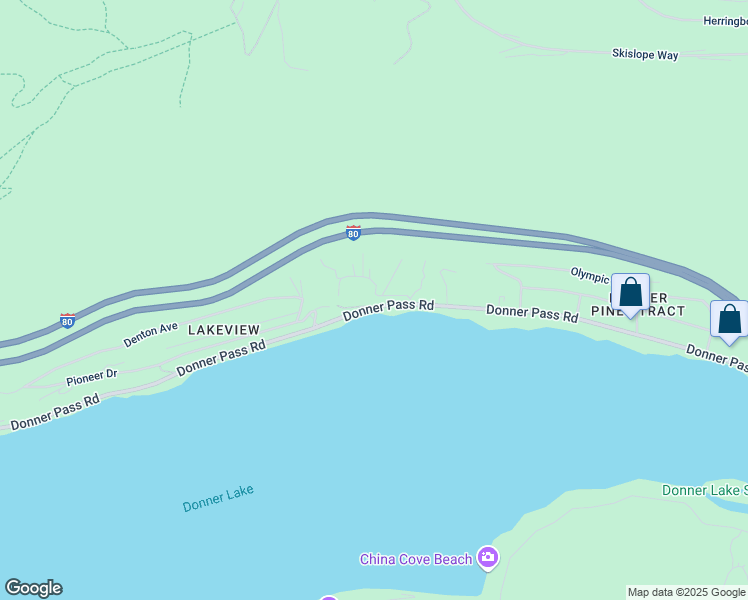 map of restaurants, bars, coffee shops, grocery stores, and more near 13955 Donner Pass Road in Truckee