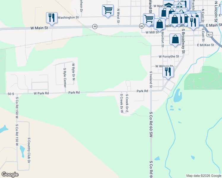 map of restaurants, bars, coffee shops, grocery stores, and more near 714 Park Road in Greensburg