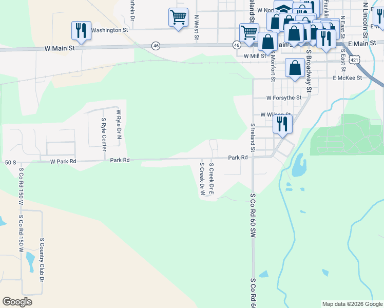 map of restaurants, bars, coffee shops, grocery stores, and more near 714 Park Road in Greensburg