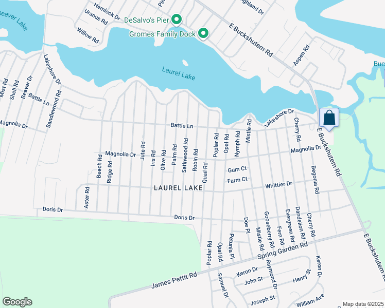 map of restaurants, bars, coffee shops, grocery stores, and more near 251 Robin Road in Millville