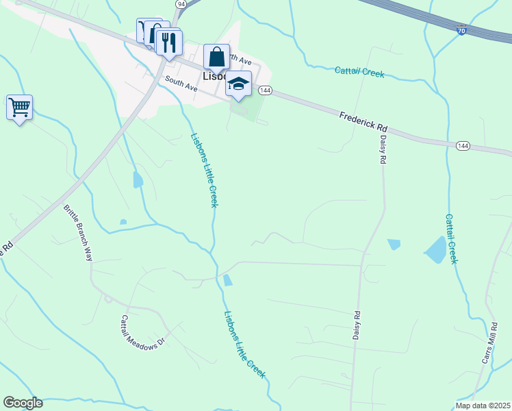 map of restaurants, bars, coffee shops, grocery stores, and more near in Woodbine