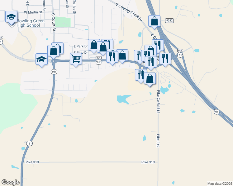 map of restaurants, bars, coffee shops, grocery stores, and more near in Bowling Green