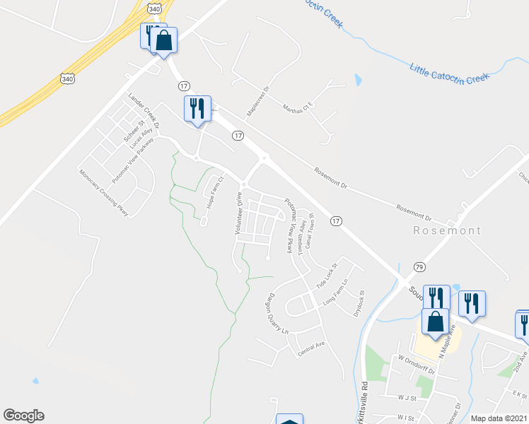 map of restaurants, bars, coffee shops, grocery stores, and more near 745 Appalachian Way in Brunswick