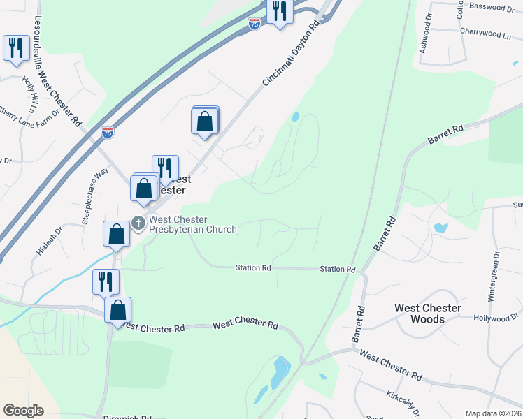 map of restaurants, bars, coffee shops, grocery stores, and more near 6766 Rose Mallow Drive in Butler County