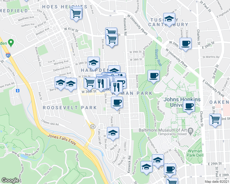 map of restaurants, bars, coffee shops, grocery stores, and more near 101 Independence Avenue Southeast in Washington