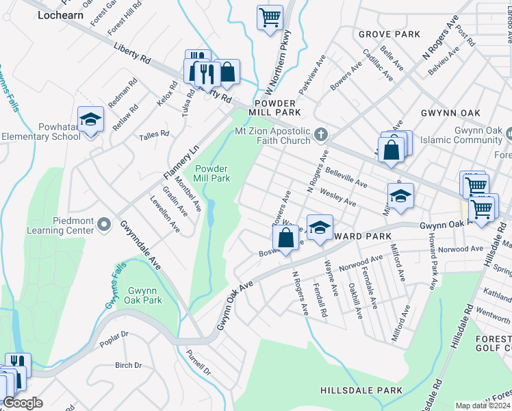 map of restaurants, bars, coffee shops, grocery stores, and more near 5602 Wayne Avenue in Baltimore