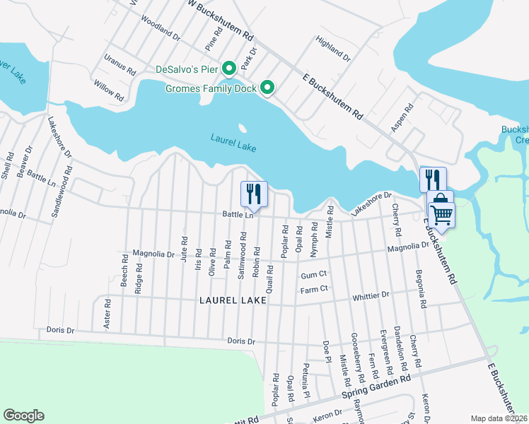 map of restaurants, bars, coffee shops, grocery stores, and more near 137 Robin Road in Millville