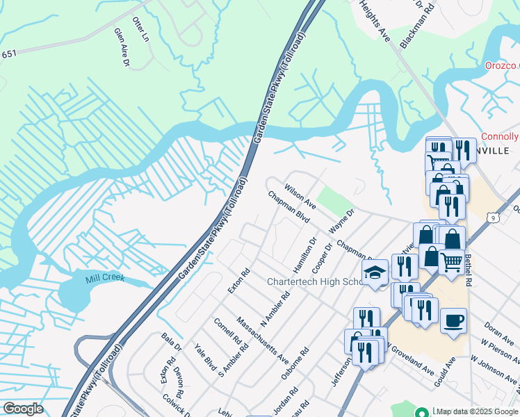 map of restaurants, bars, coffee shops, grocery stores, and more near 13 Fox Tail Court in Somers Point