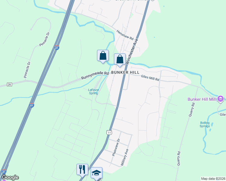 map of restaurants, bars, coffee shops, grocery stores, and more near 59 Currituck Court in Bunker Hill