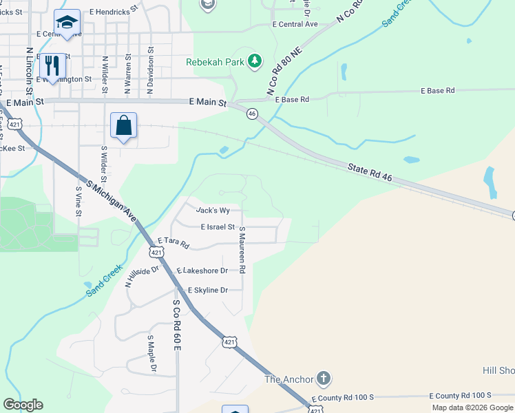 map of restaurants, bars, coffee shops, grocery stores, and more near 1118 Jack's Way in Greensburg