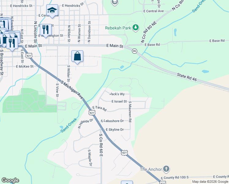 map of restaurants, bars, coffee shops, grocery stores, and more near 1038 Jack's Way in Greensburg
