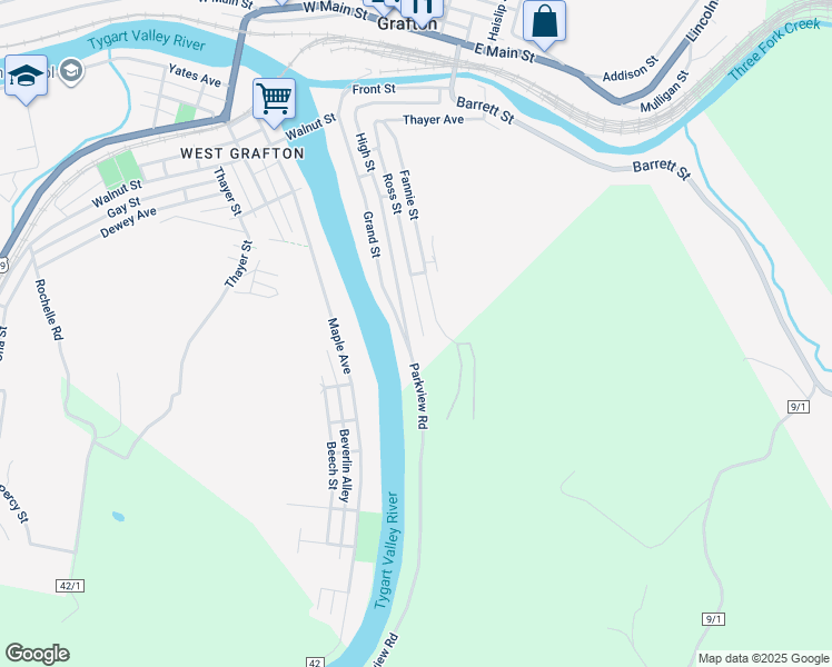 map of restaurants, bars, coffee shops, grocery stores, and more near 201-269 County Route 44/8 in Grafton