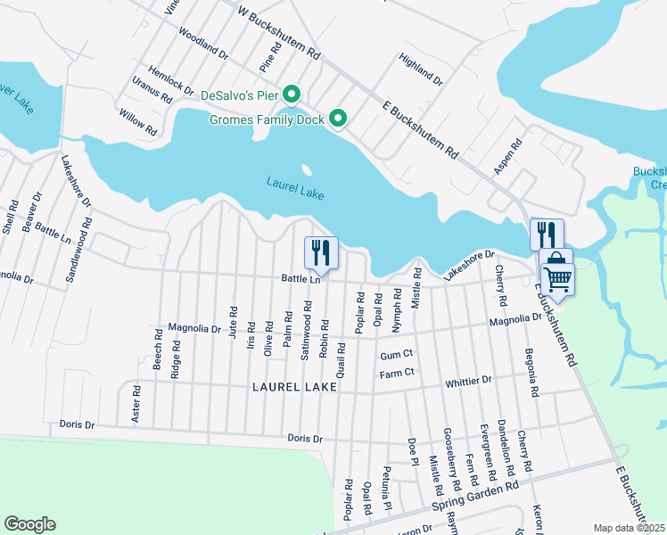 map of restaurants, bars, coffee shops, grocery stores, and more near 137 Robin Road in Millville